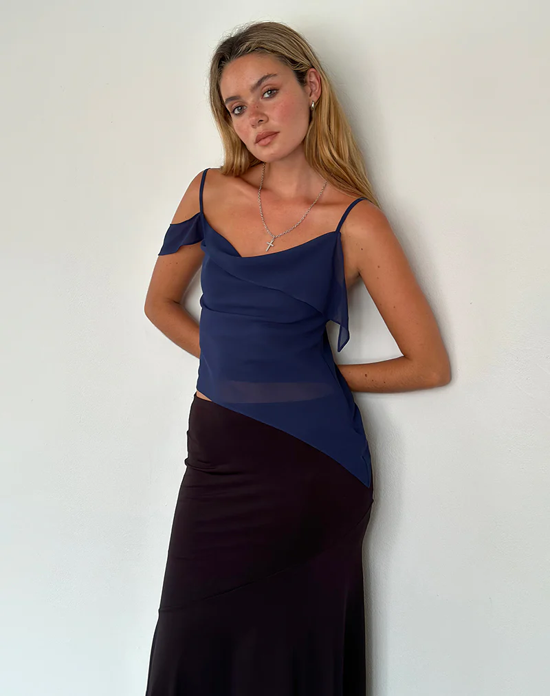 Davila Top in Chiffon Ocean Storm - Awmao