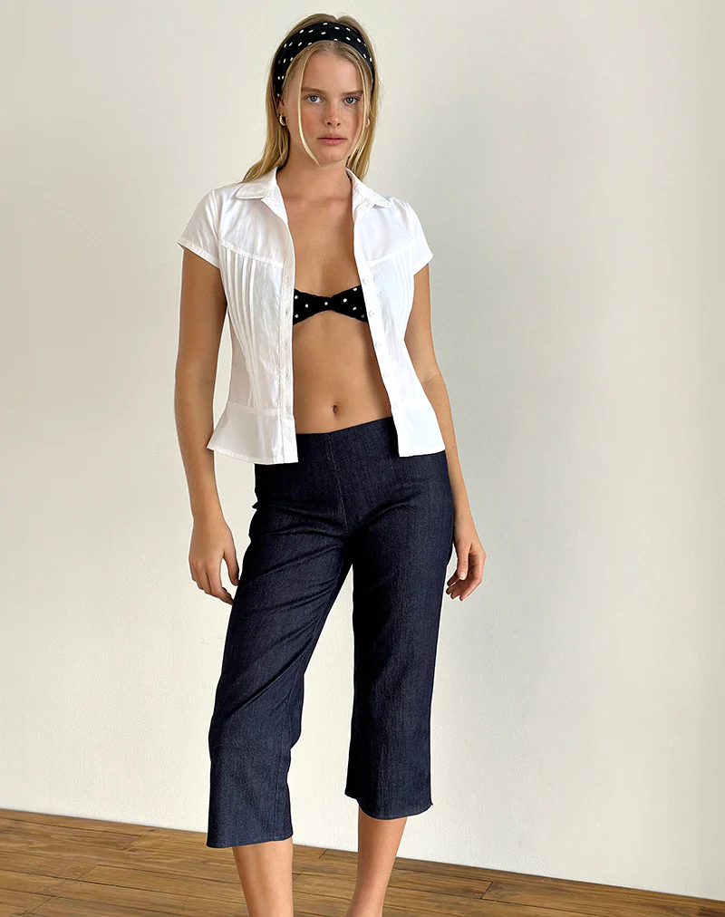 Diran Capri Trouser in Chambray Indigo - Awmao