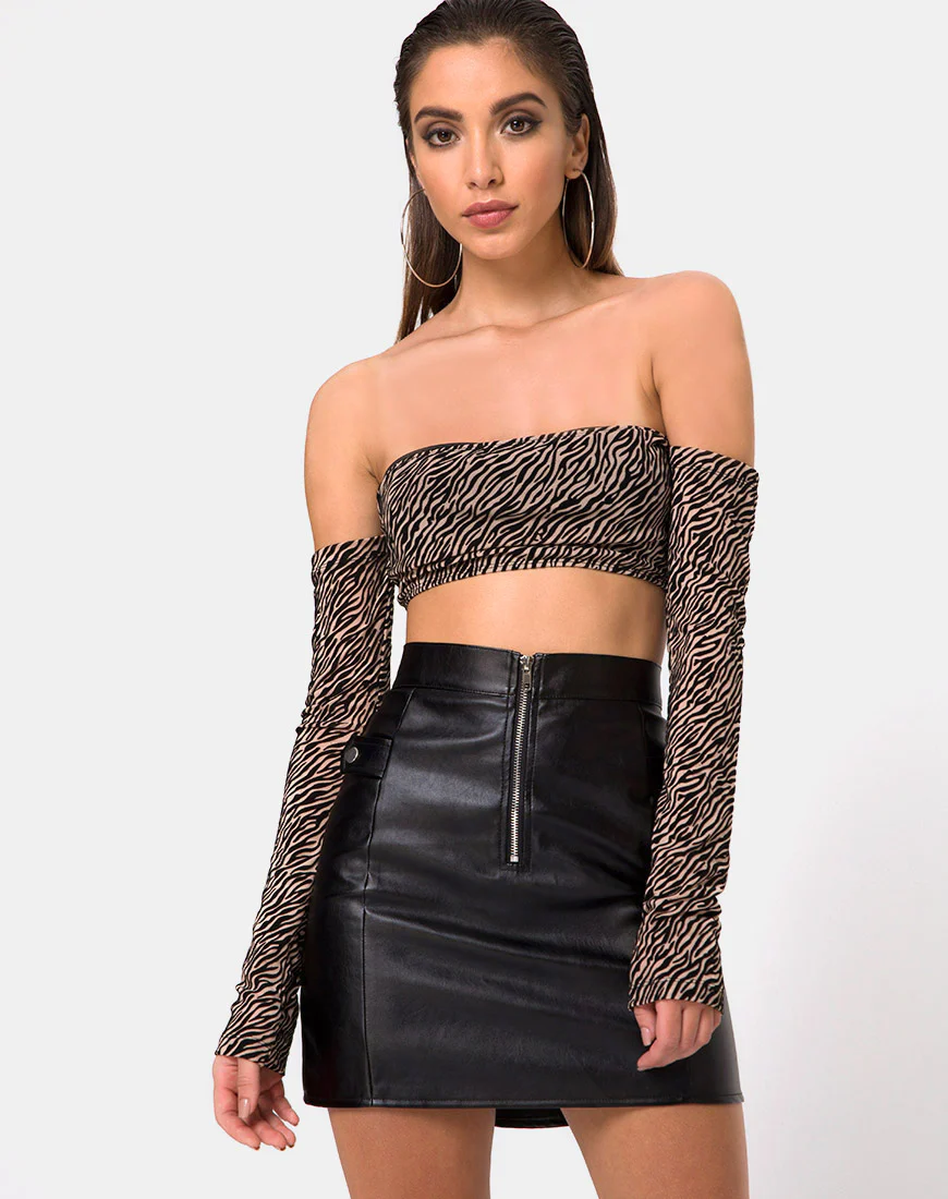 Lo Skirt in Black Vegan Leather - Awmao