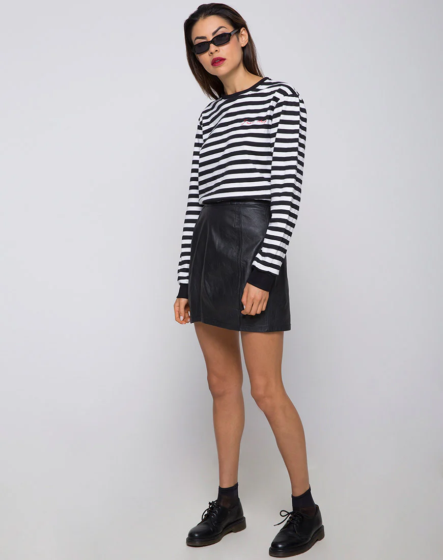 Oversize Longsleeve Tee in I Want Change BW Stripe - Awmao