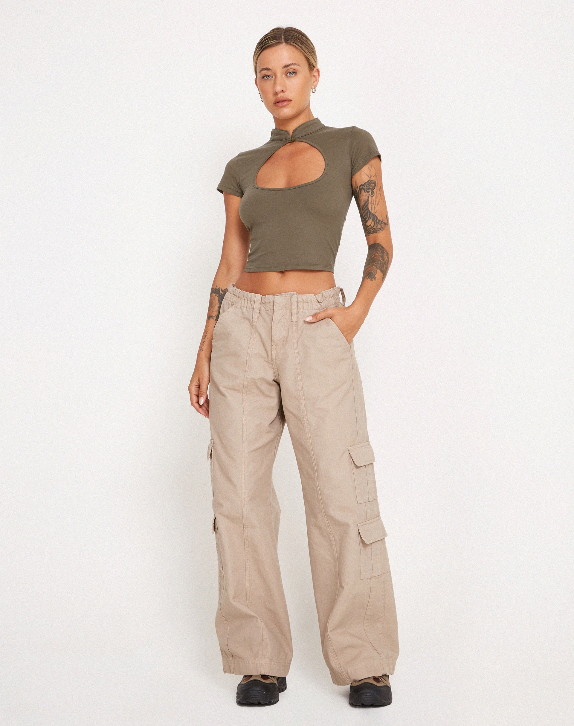 Anelis Crop Top in Tarmac Green - Awmao