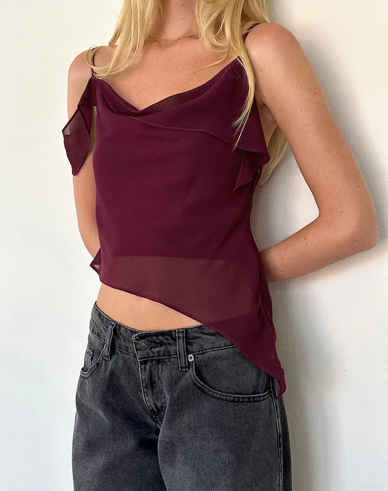 Davila Top in Chiffon Burgundy - Awmao