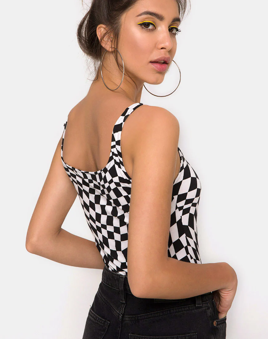 Maes Bodice in Square Flag Black and White - Awmao
