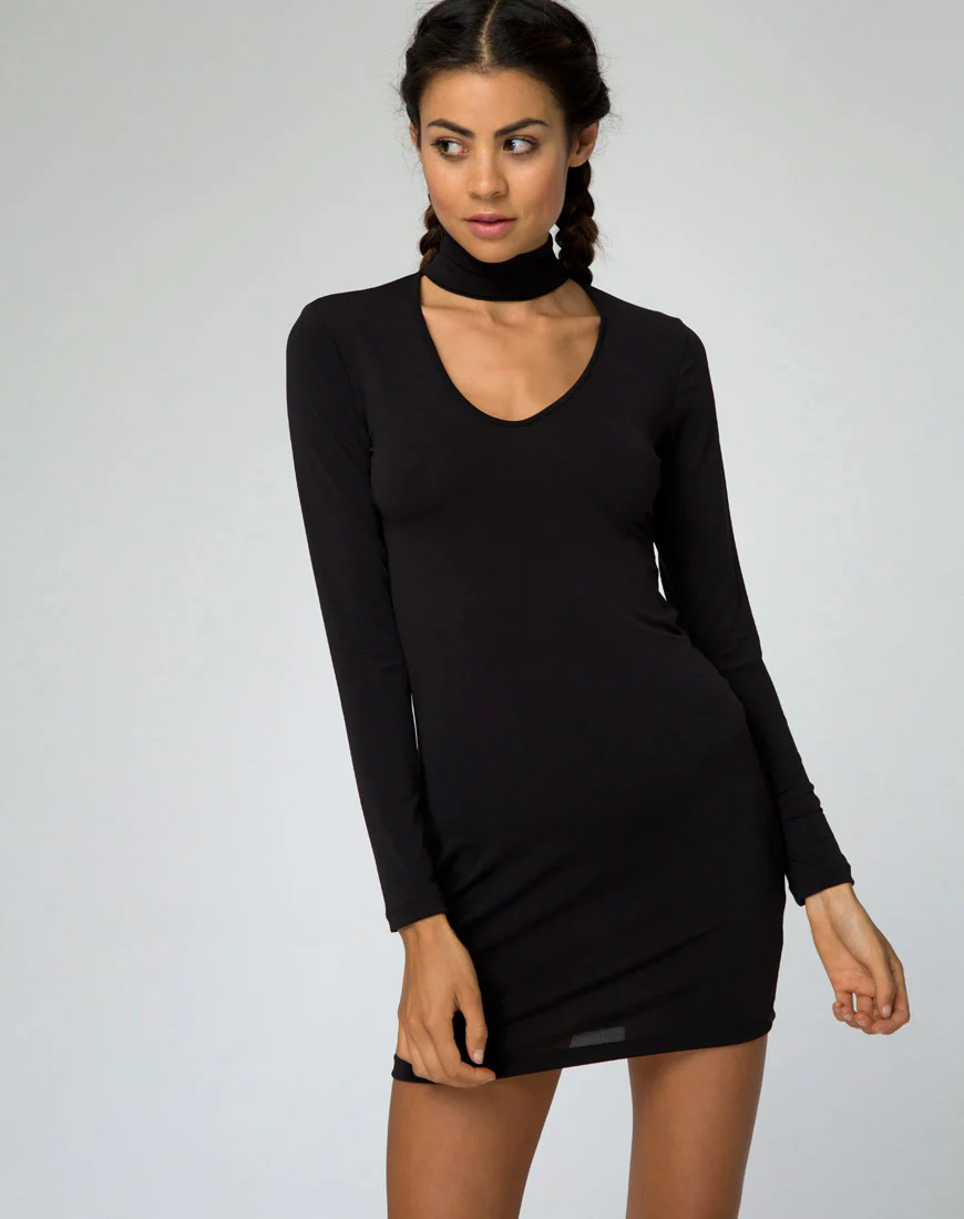 Nymphea Bodycon Dress in Black - Awmao