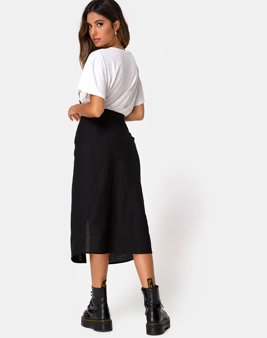 Kaisa Midi Skirt in Black - Awmao