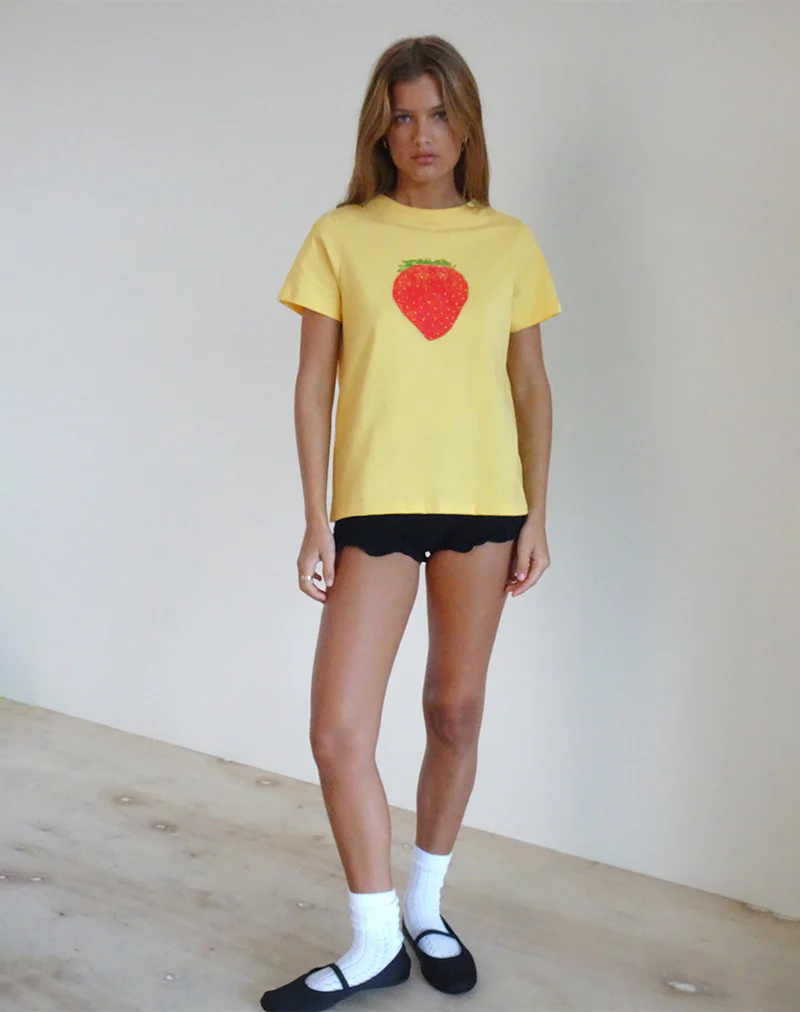 Saki Tee in Lemonade Oversized Strawberry - Awmao