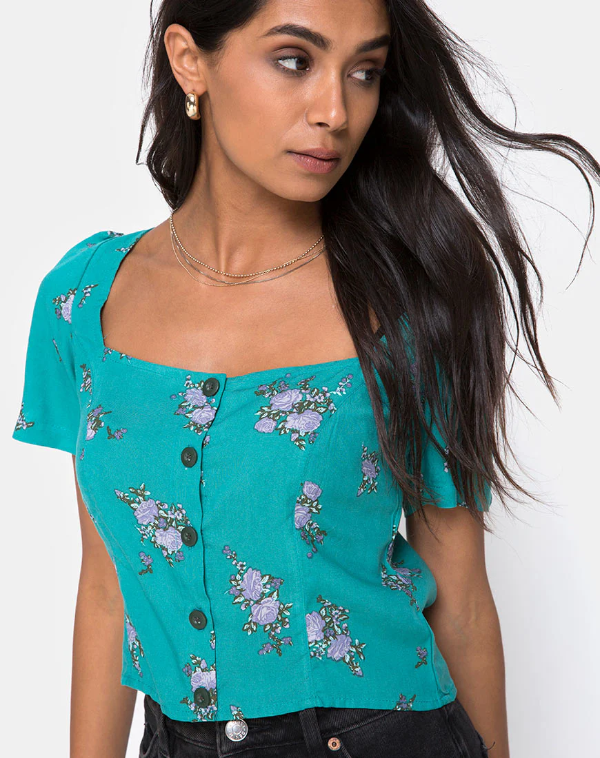 Valza Top in Soi Rose Green - Awmao