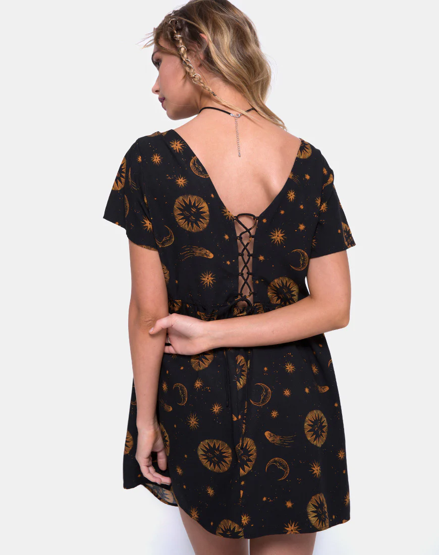 Tiara Dress in Celestial Black - Awmao