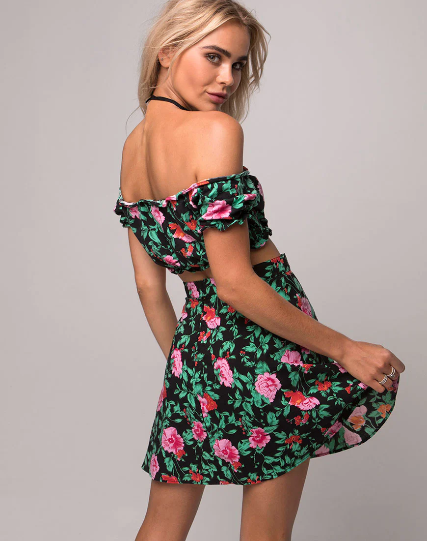 Antonia A Line Skirt in Flower Fling - Awmao