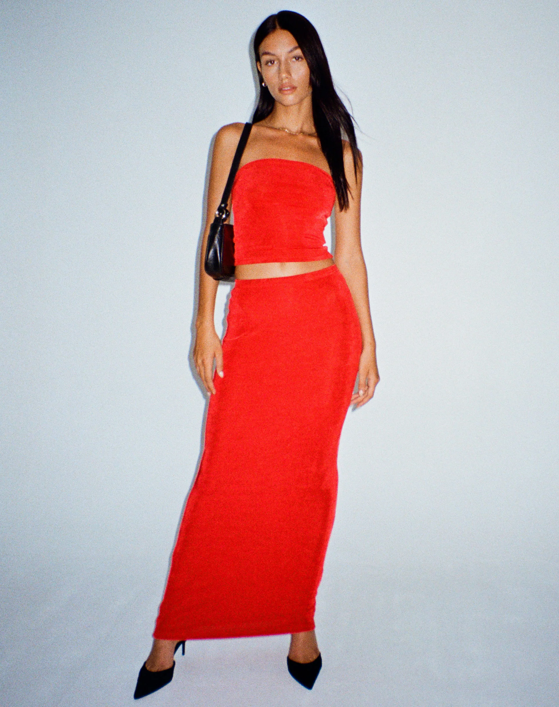 New Tulus Flood Maxi Skirt in Red - Awmao