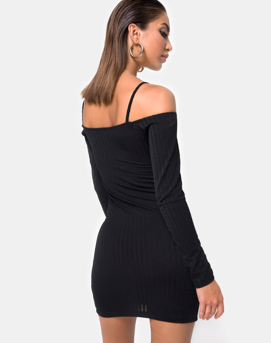 Jetty Bodycon Dress in Black - Awmao