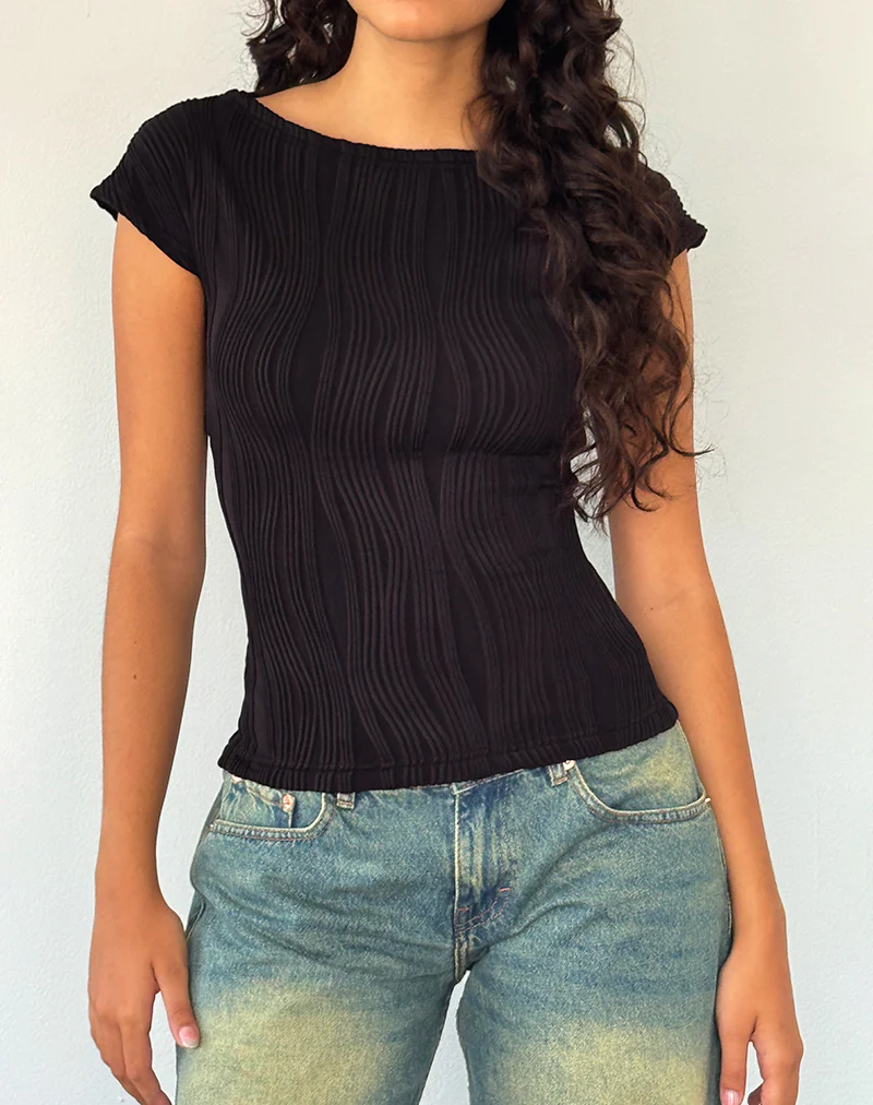 Nova Top in Crinkle Black - Awmao