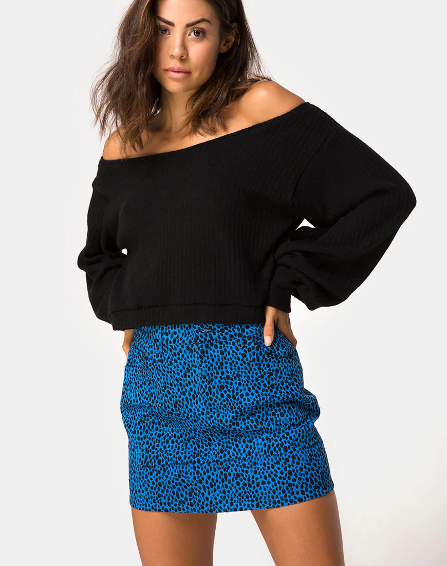Mini Broomy Skirt in Wild Cat Blue - Awmao
