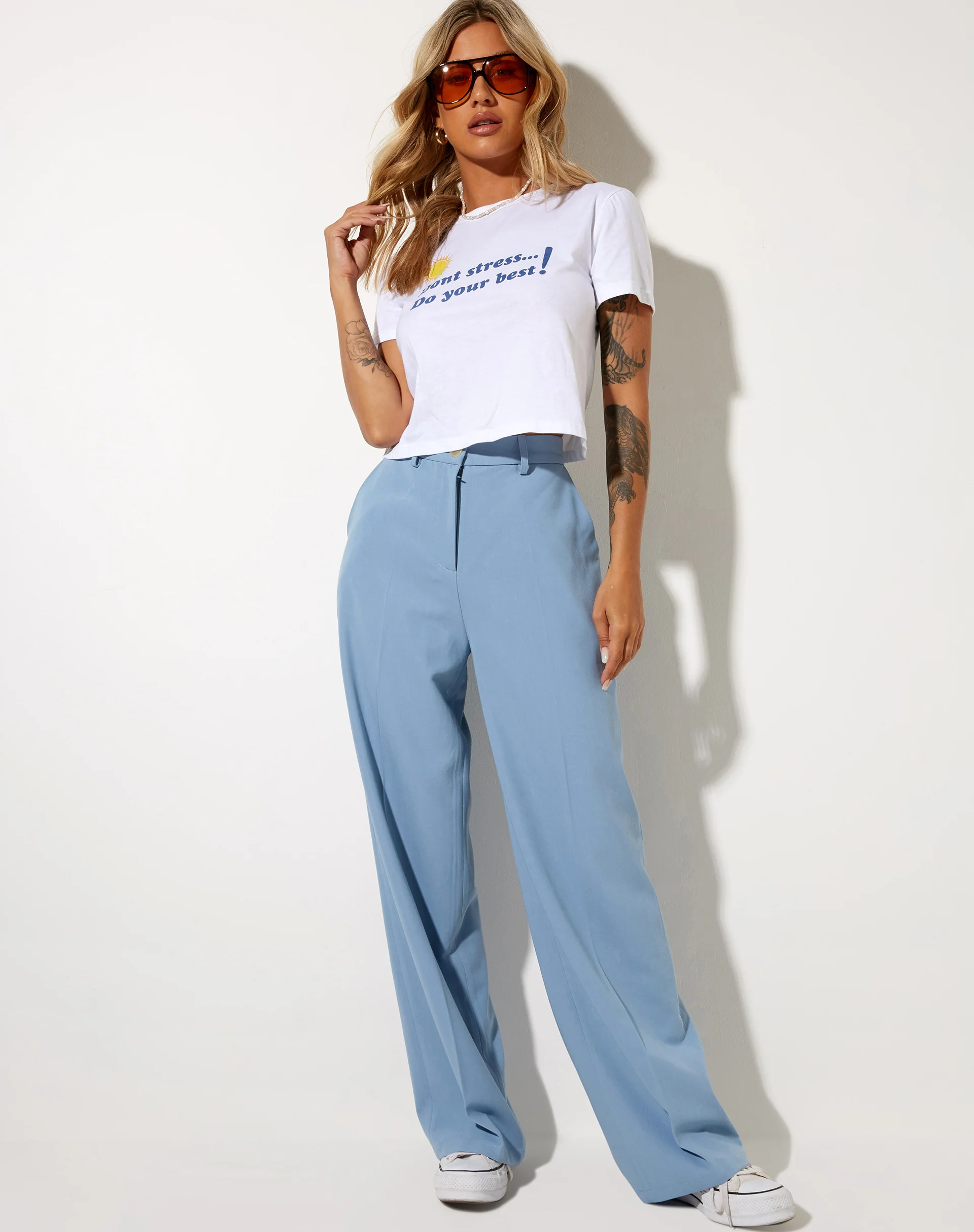 Abba Straight Leg Trouser in Tailoring Blue - Awmao