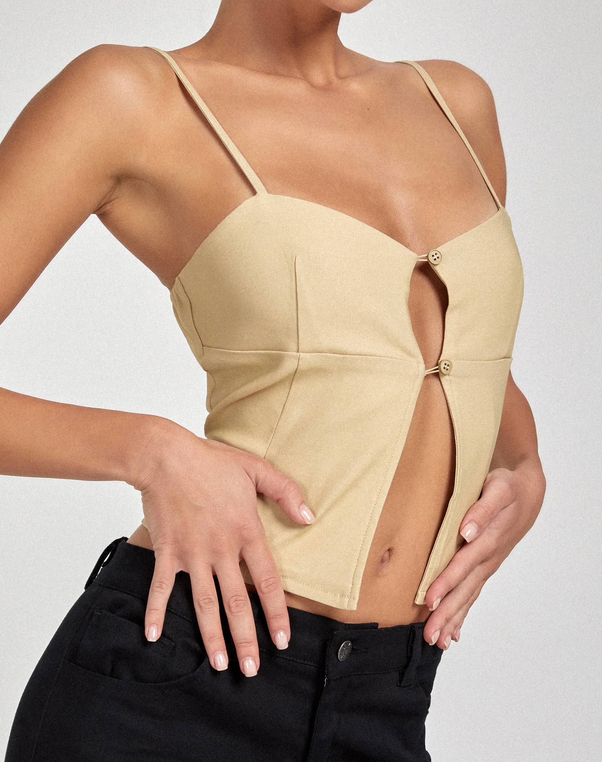 Yaka Cami Top in Tailoring Ecru - Awmao