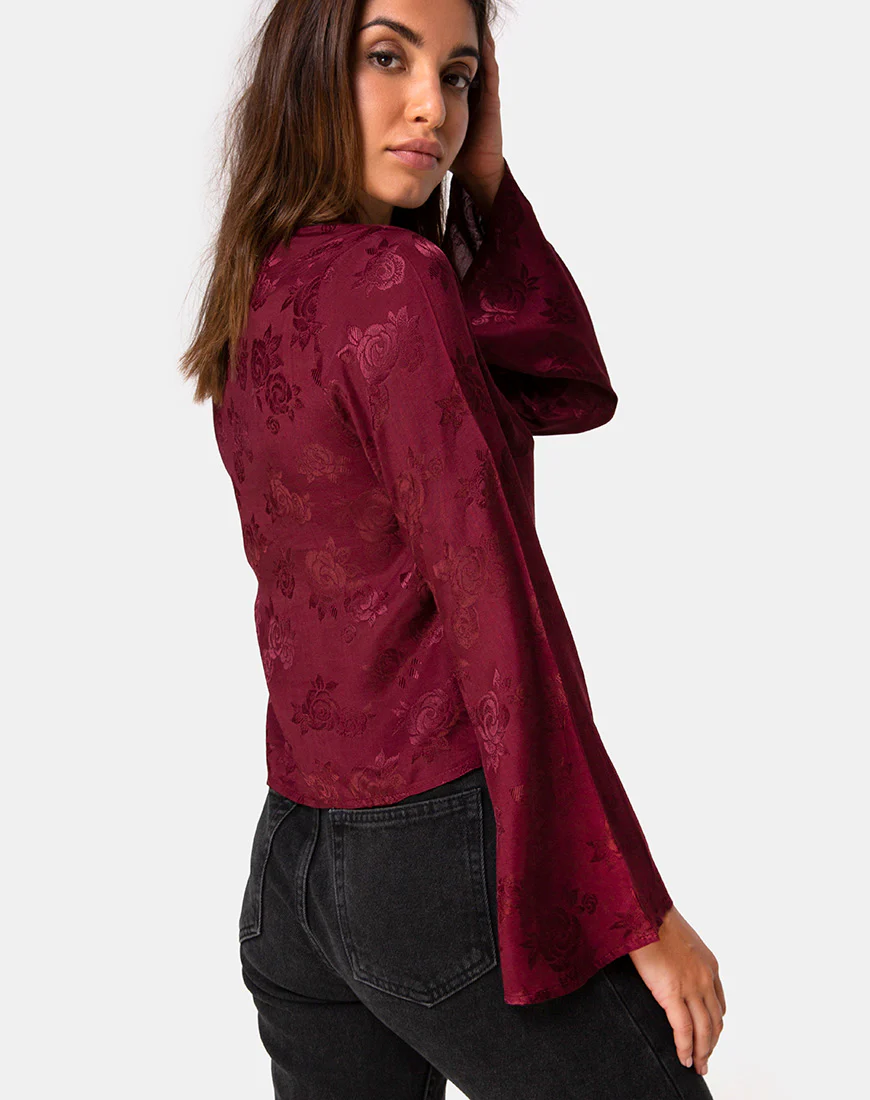 Merida Top in Satin Rose Burgundy - Awmao