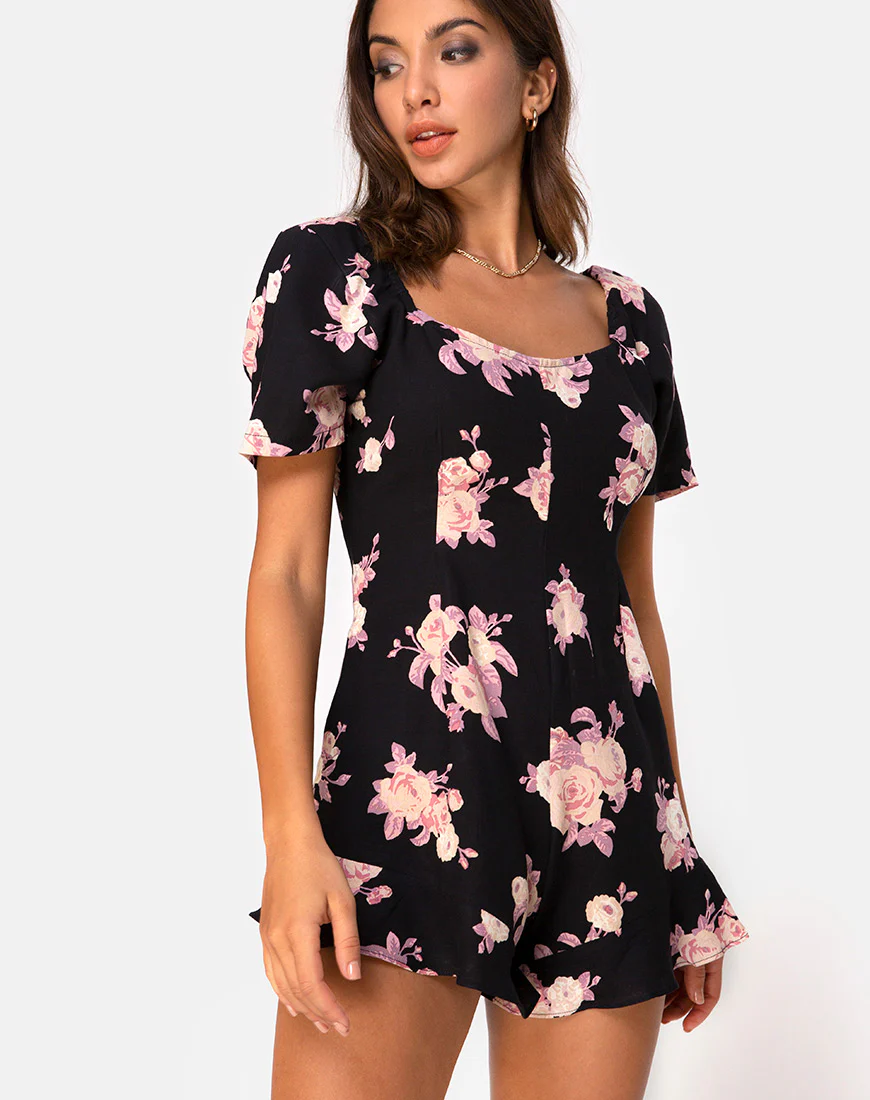 Bersho Playsuit in Vintage Rose Pink - Awmao