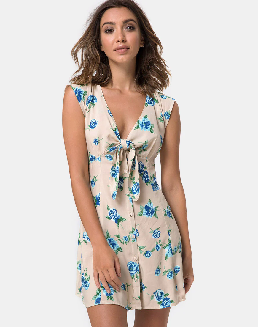 Trisemi Dress in Rose Blossom Blue - Awmao