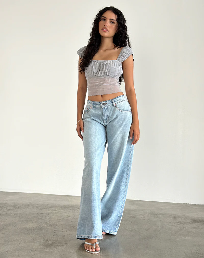 Jamet Top in Flock Chic Petals Grey - Awmao