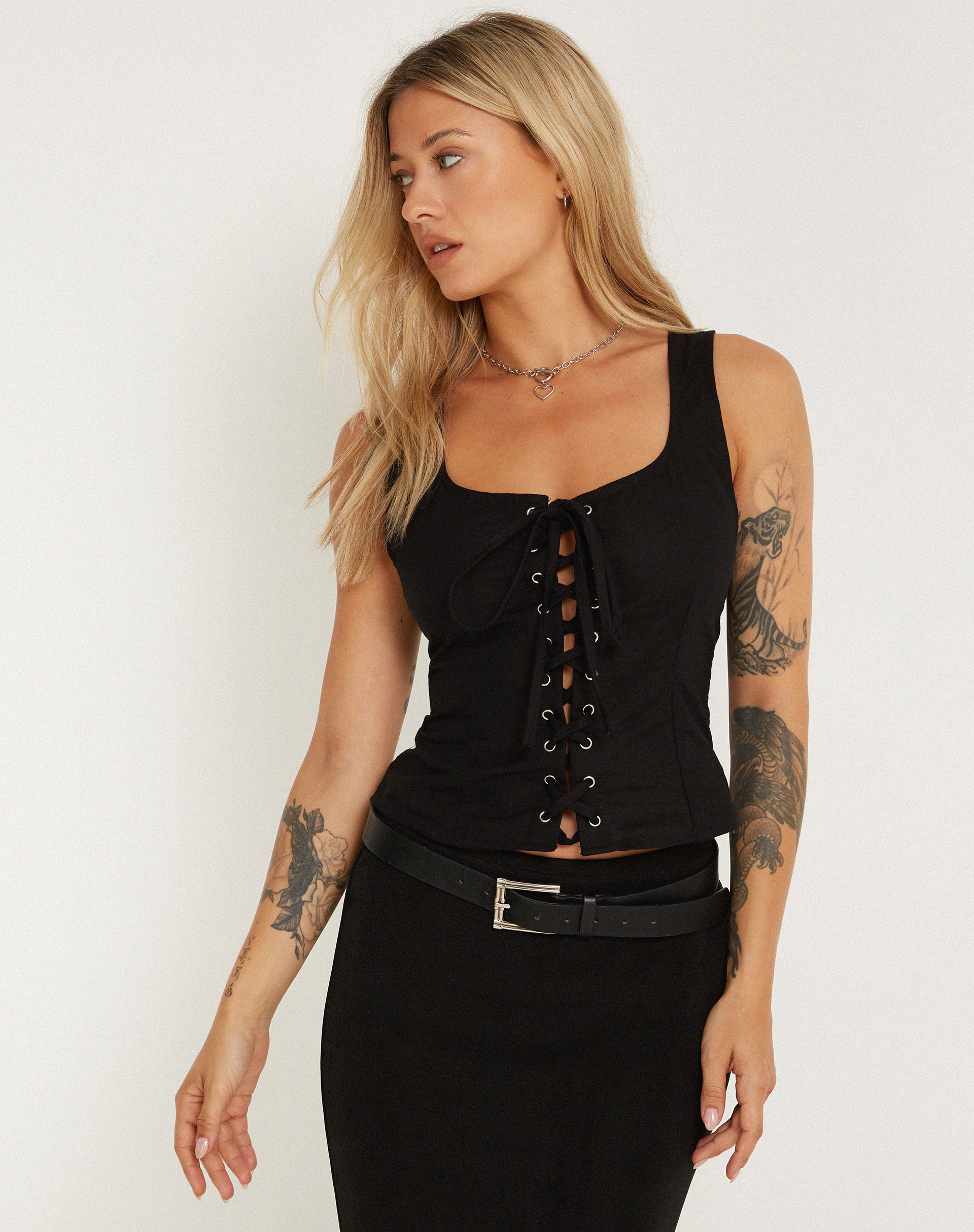 Inga Corset Top in Black - Awmao