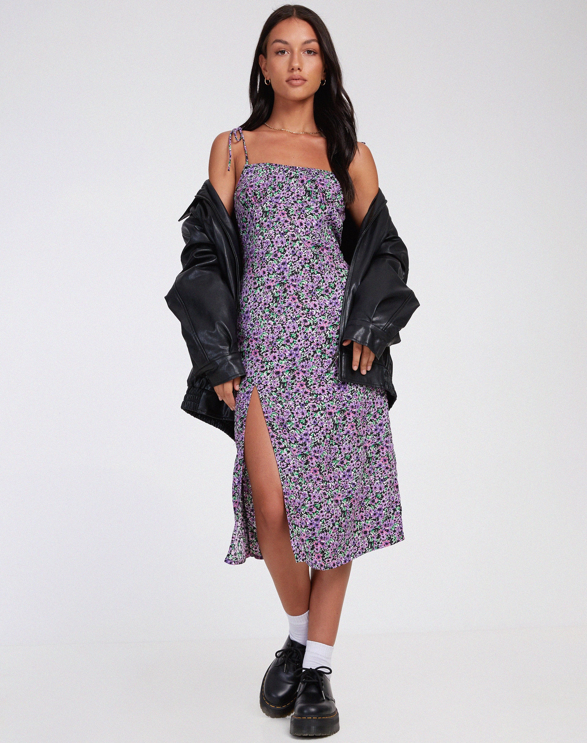 Lotie Midi Dress in Lilac Blossom - Awmao