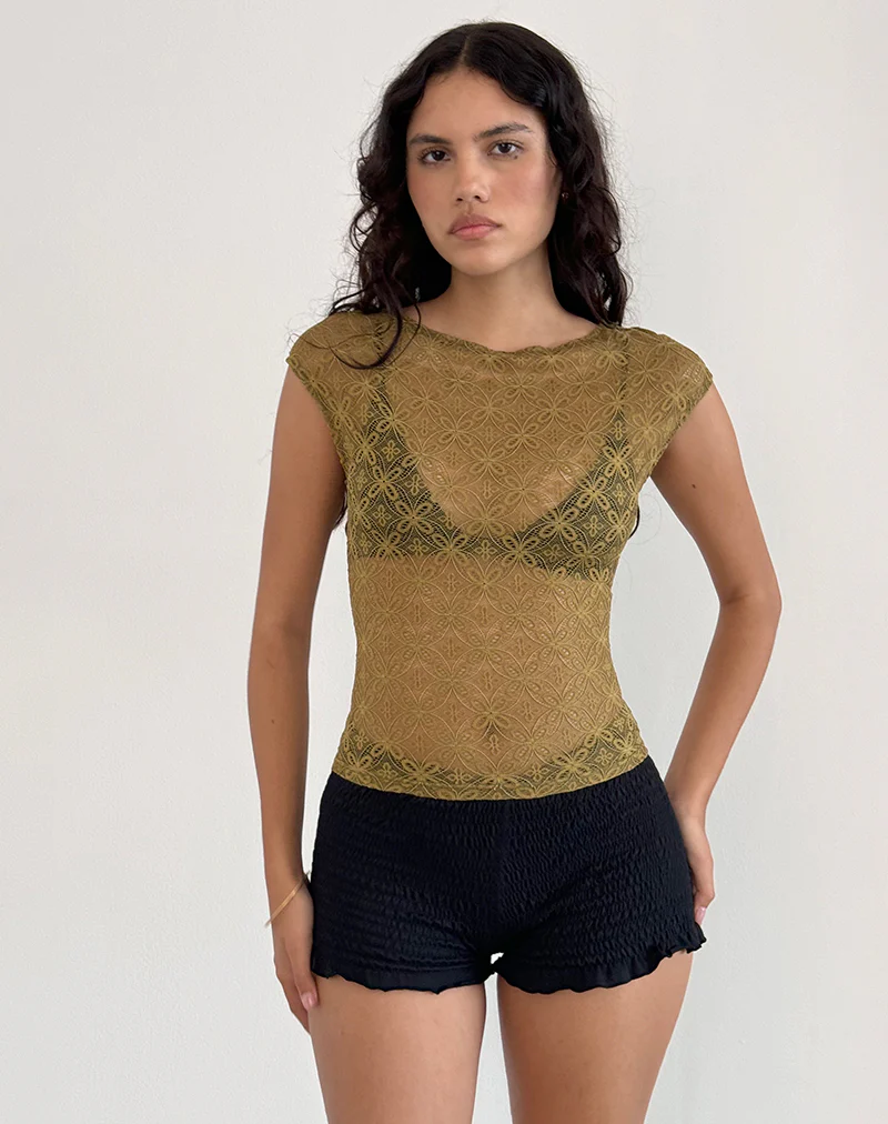 Nova Top in Textured Moss Green - Awmao