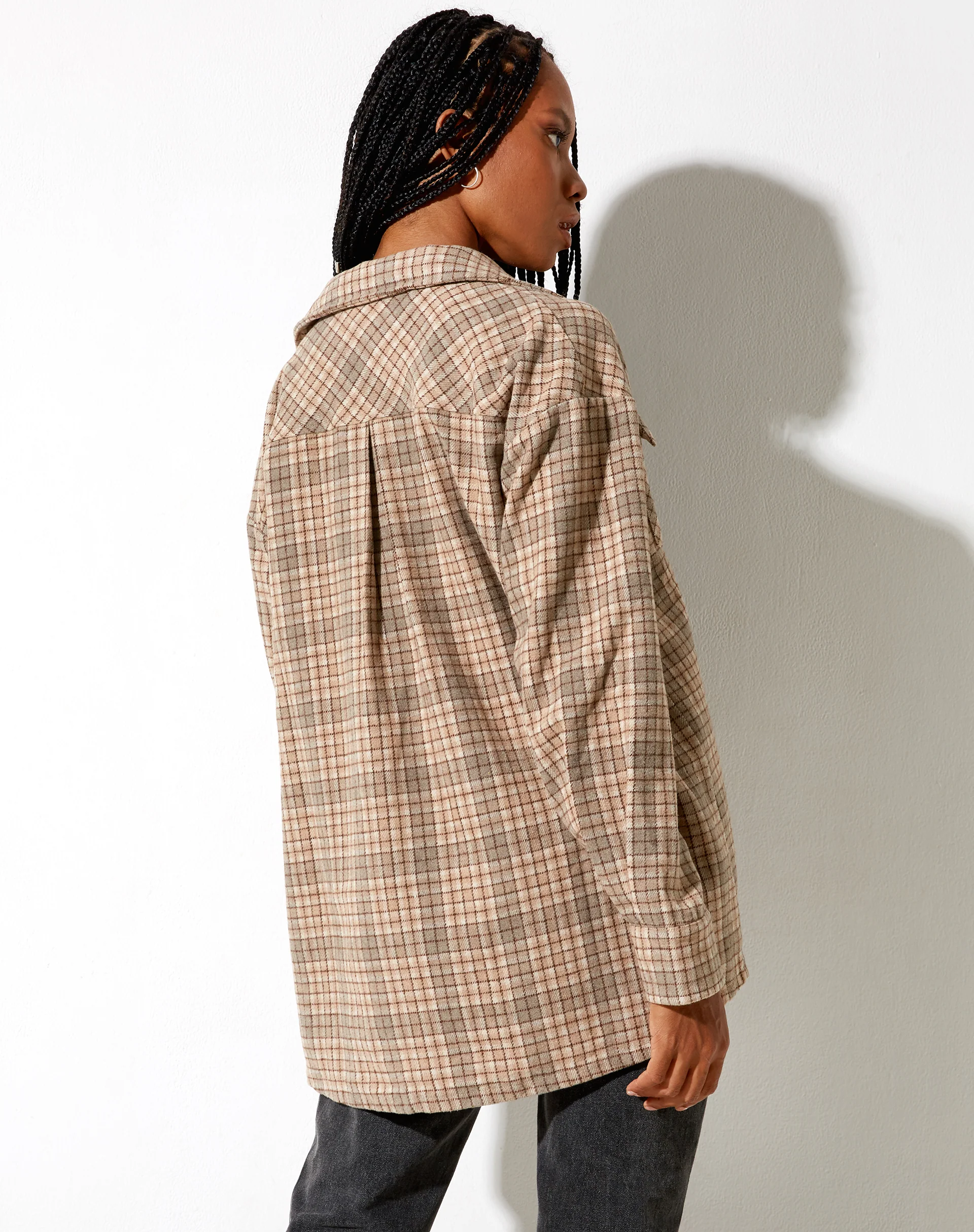 Marcella Shirt in Grey Tan Brown - Awmao