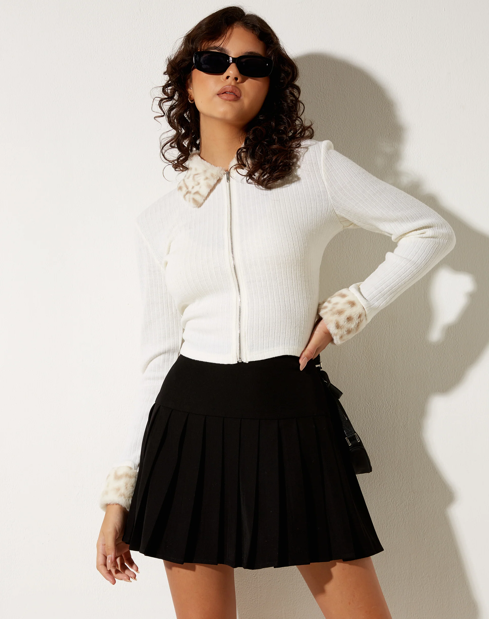 Larita Cardi in Knit White Animal - Awmao