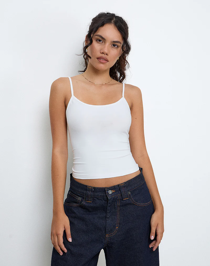 Jasila Vest Top in White - Awmao