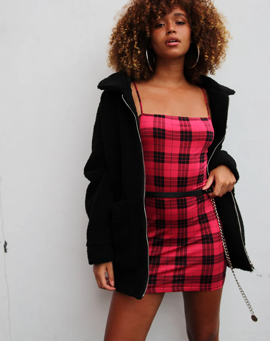 Selah Dress in Winter Plaid Red / Black - Awmao