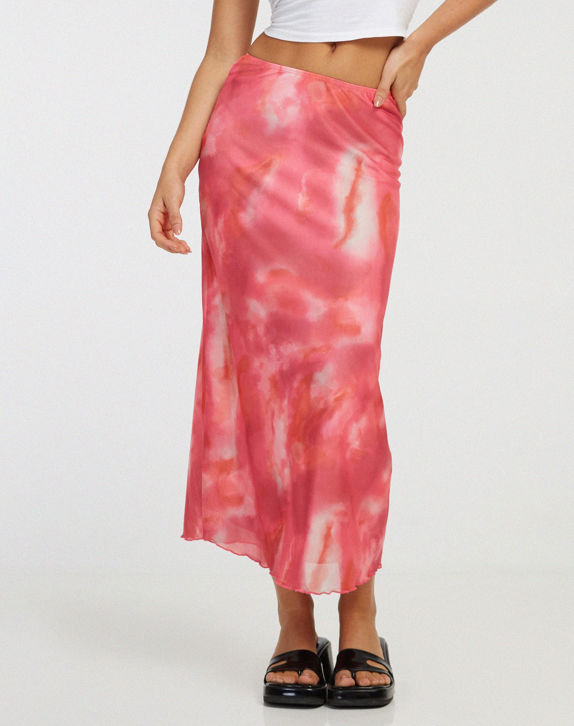 Lassie Maxi Skirt in Abstract Blurred Pink - Awmao