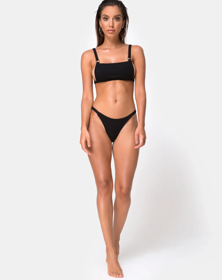Leema Bikini Bottom in Black Rib - Awmao