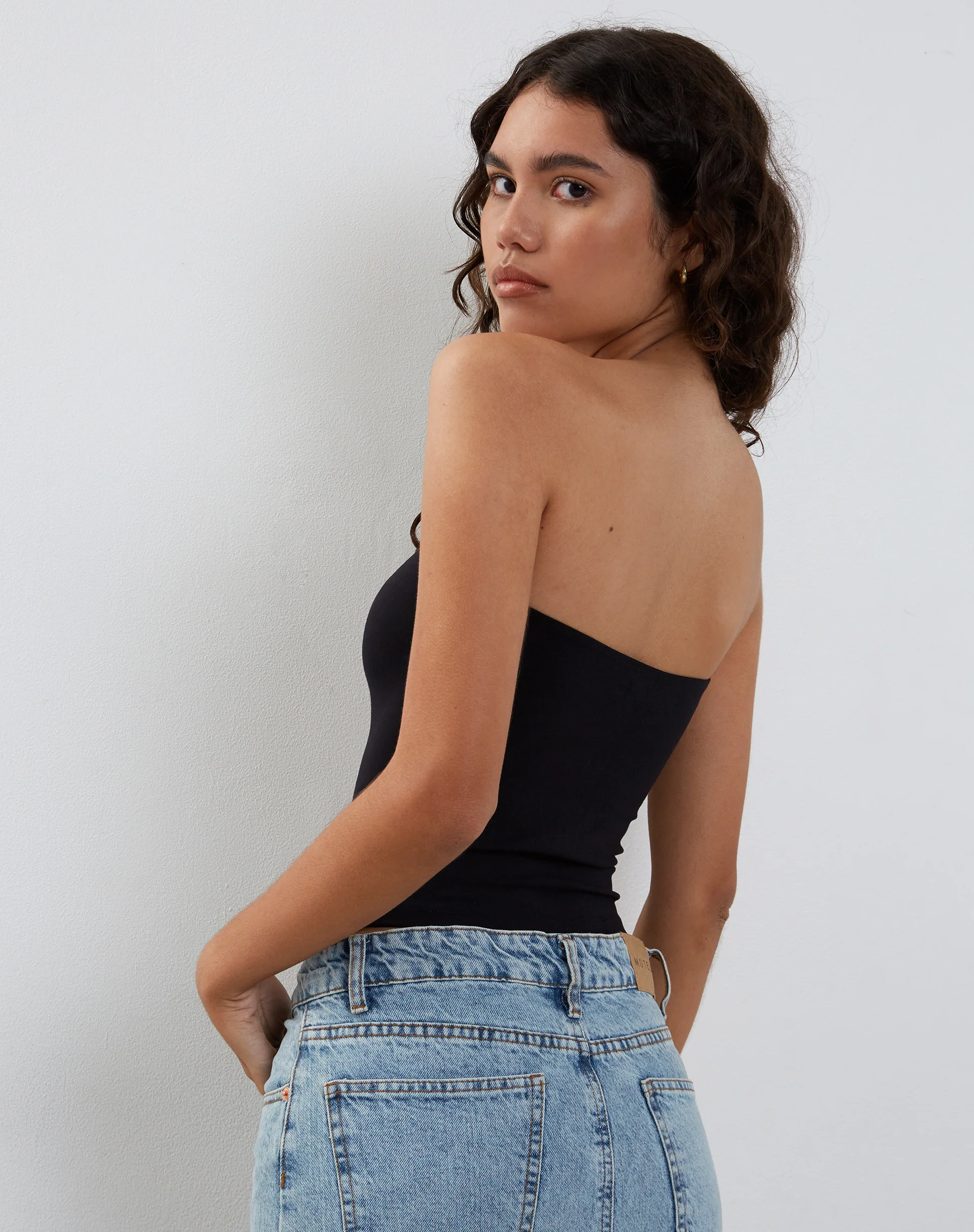 Elia Heavy Lycra Bandeau Top in Lycra Black - Awmao