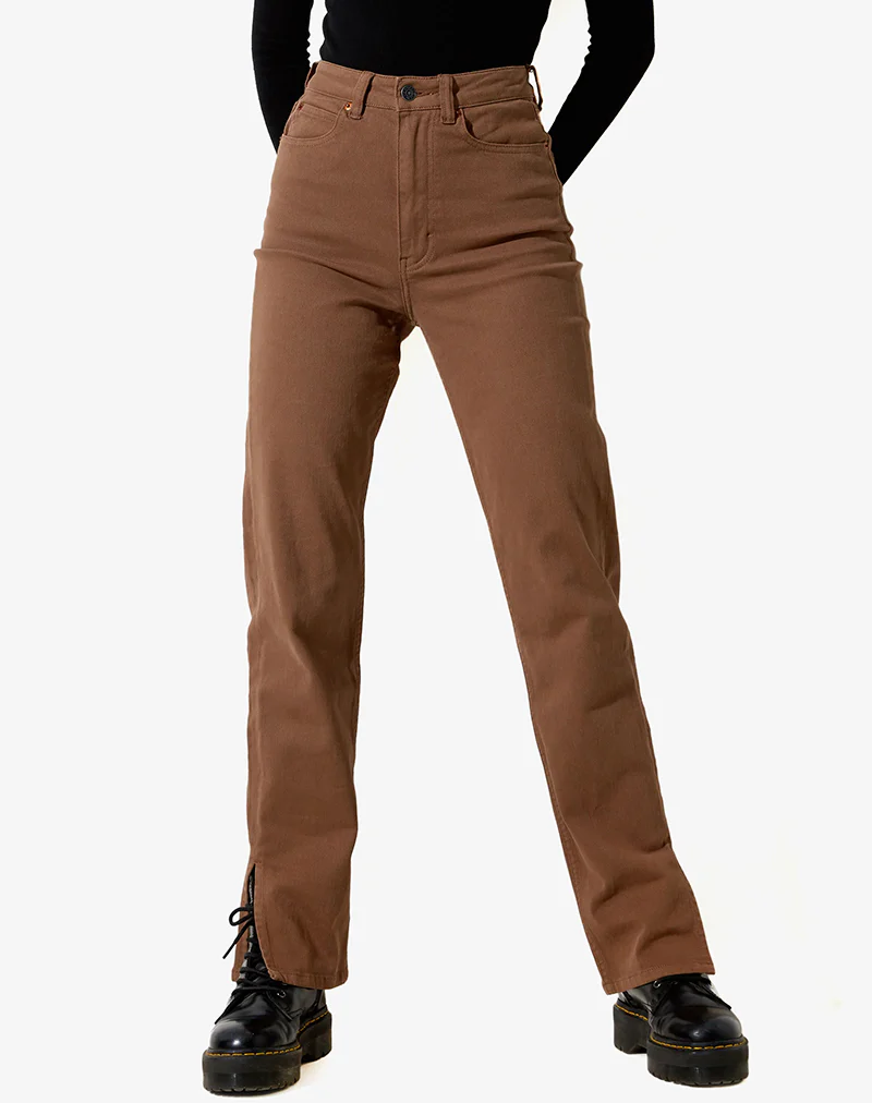 Straight Leg Jeans in Rich Brown - Awmao