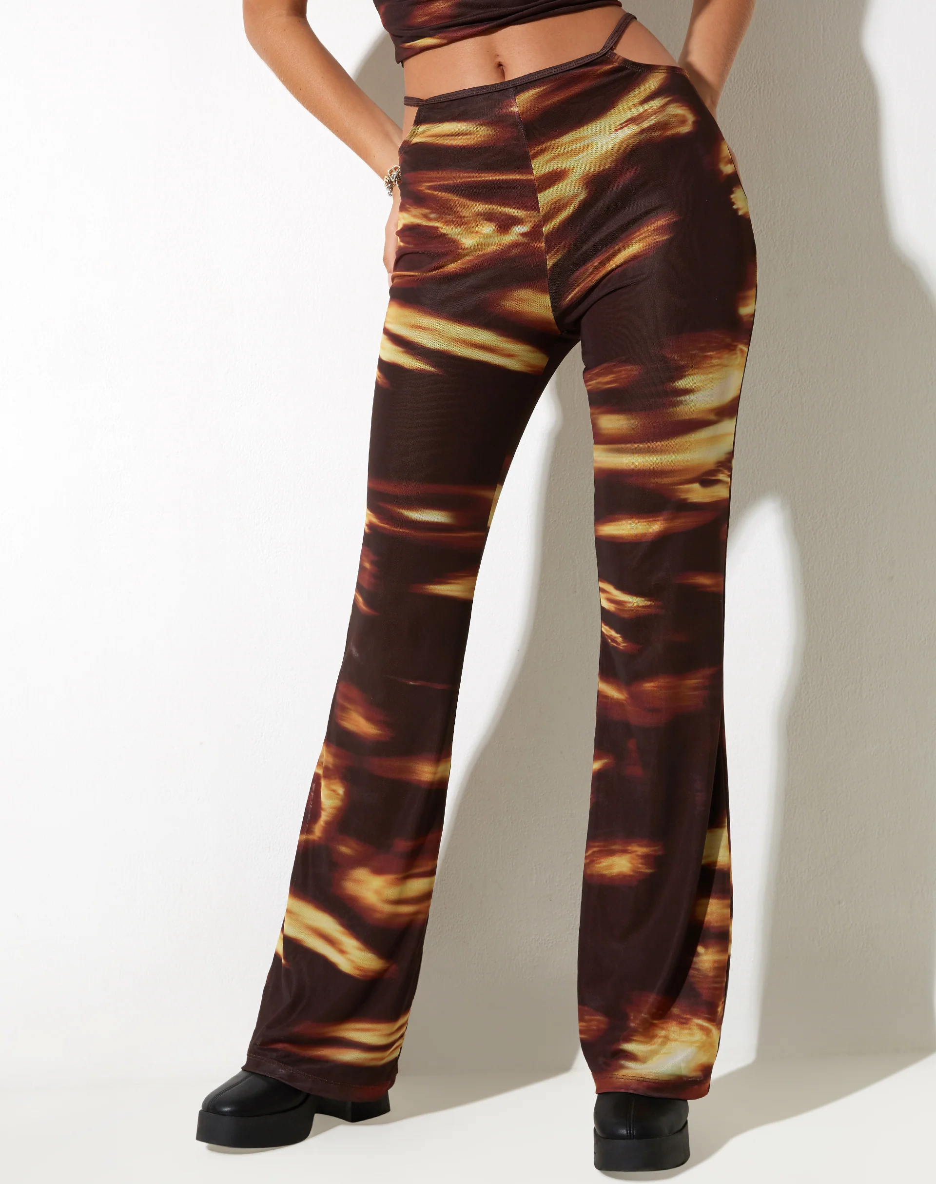 Mares Flare Trouser in Bleach Drip - Awmao