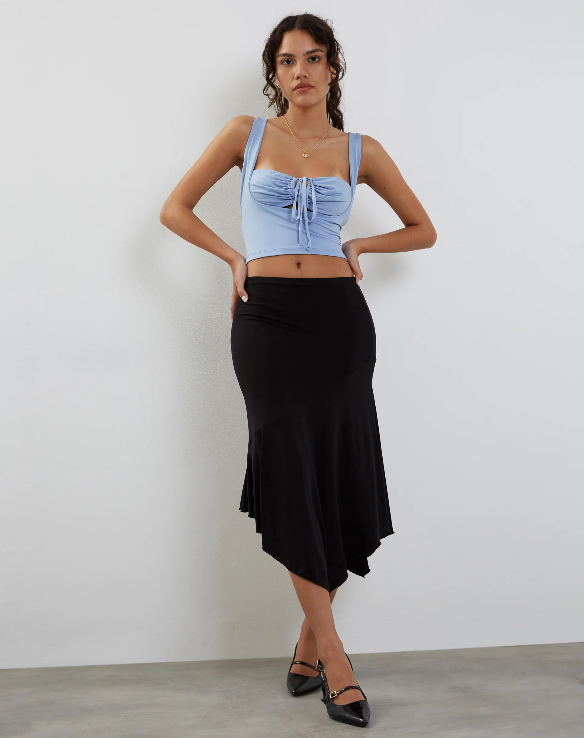 Ulani Crop Top in Cornflower Blue - Awmao