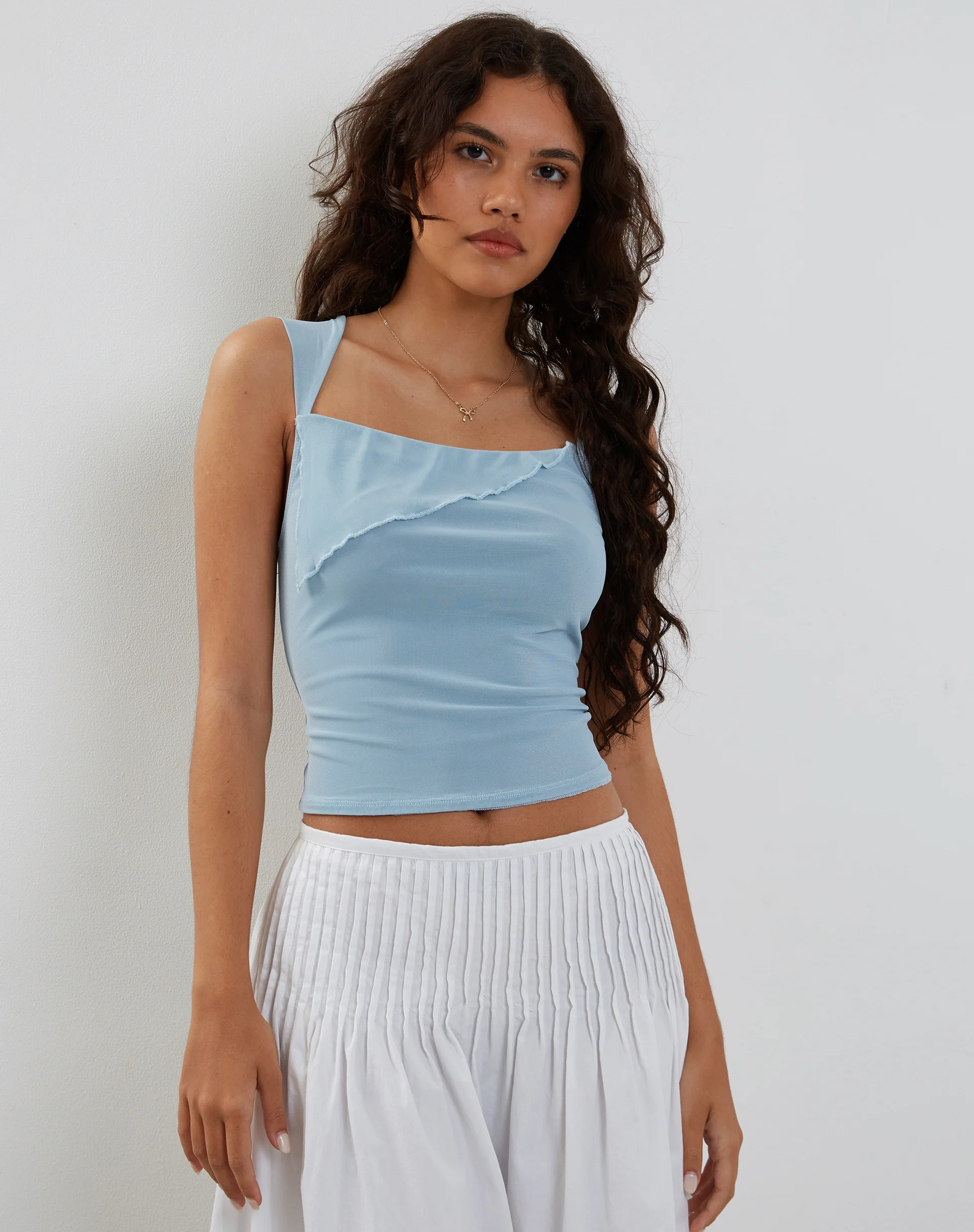 Sambu Mesh Vest Top in Pastel Blue - Awmao