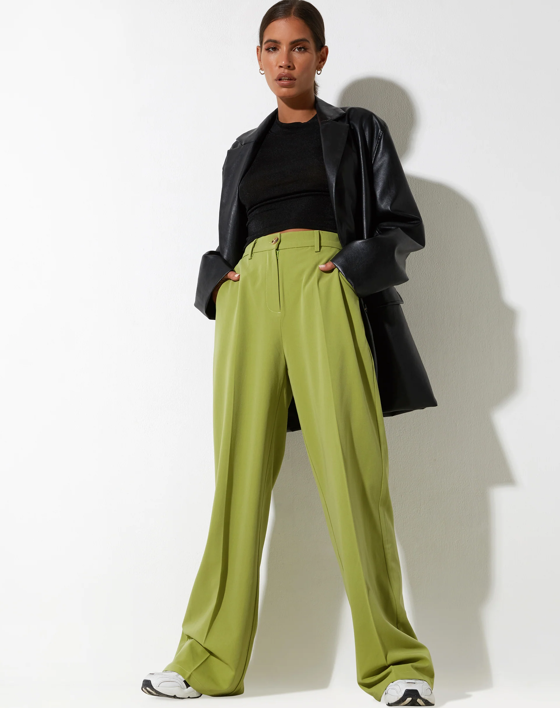 Abba Straight Leg Trouser in Tailoring Apple Green - Awmao