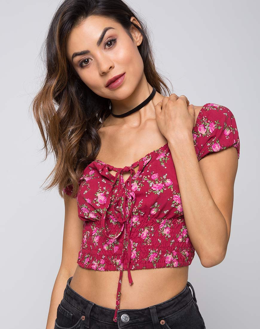 Evane Crop Top in Soheila Floral - Awmao