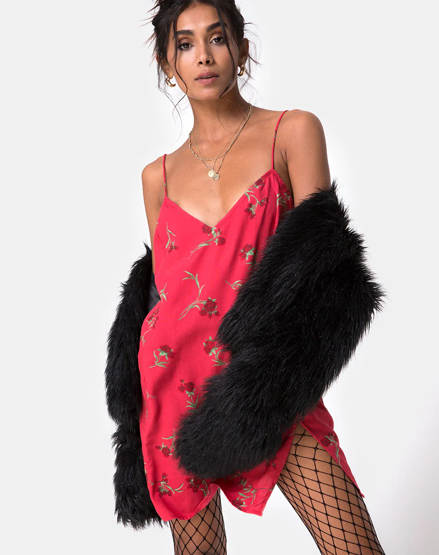 Batista Slip Dress in Rouge Rose Pink - Awmao
