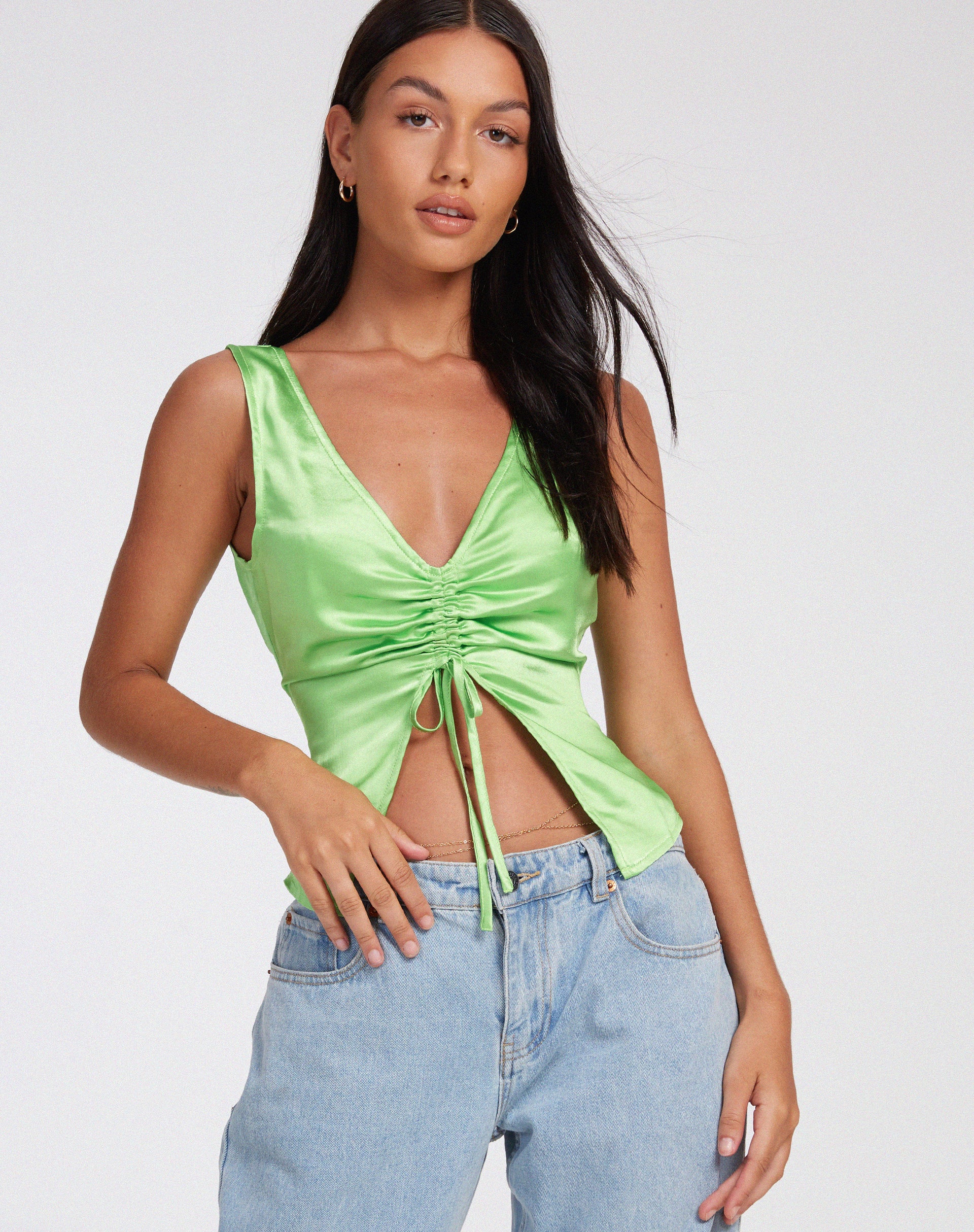 Gafnit Cami Top in Jasmine Green - Awmao