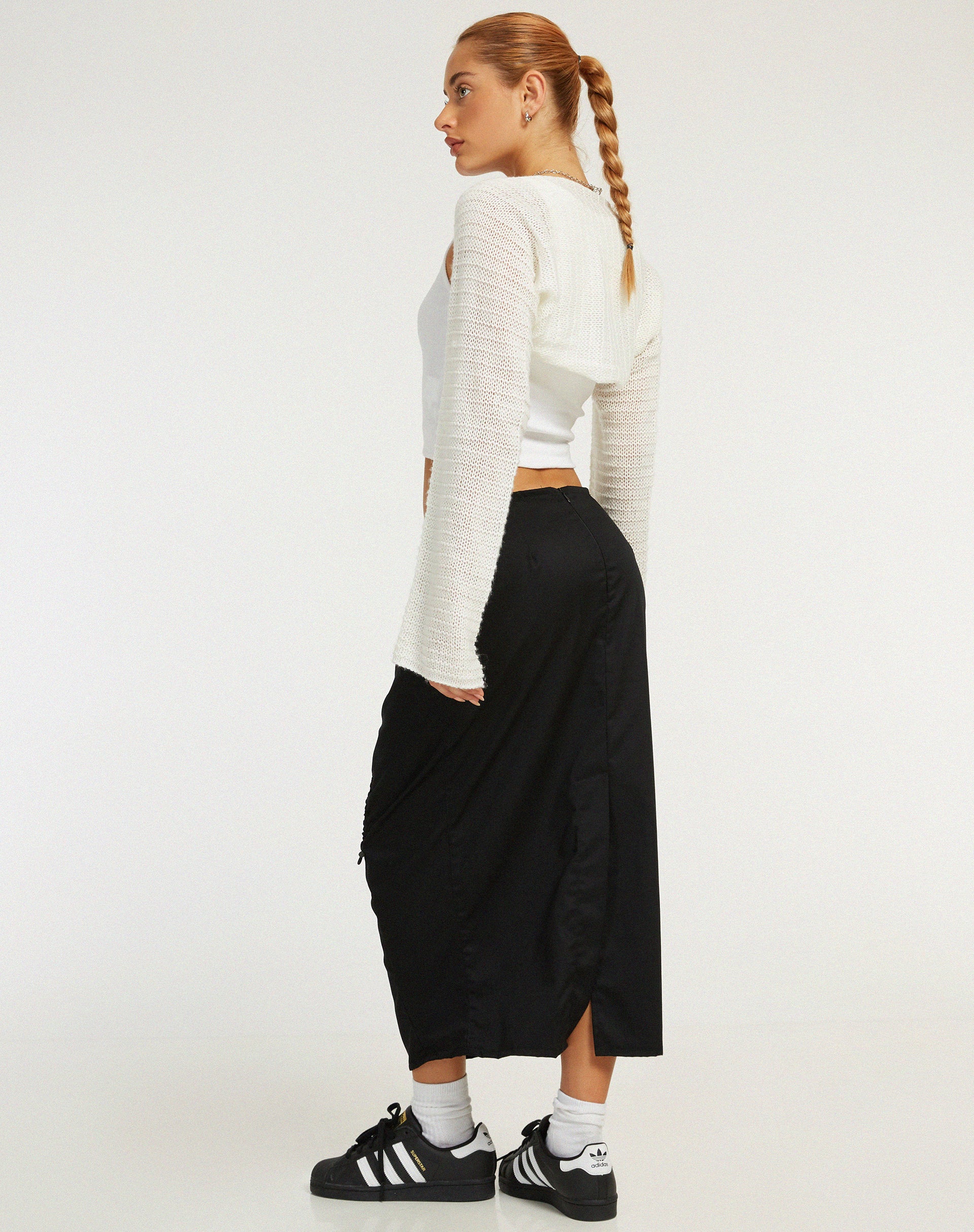 Enore Midi Skirt in Black - Awmao
