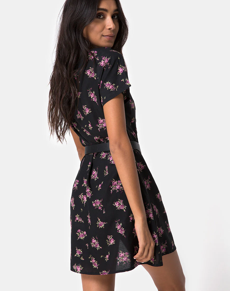 Zavacca Mini Dress in Sohey Rose Black - Awmao