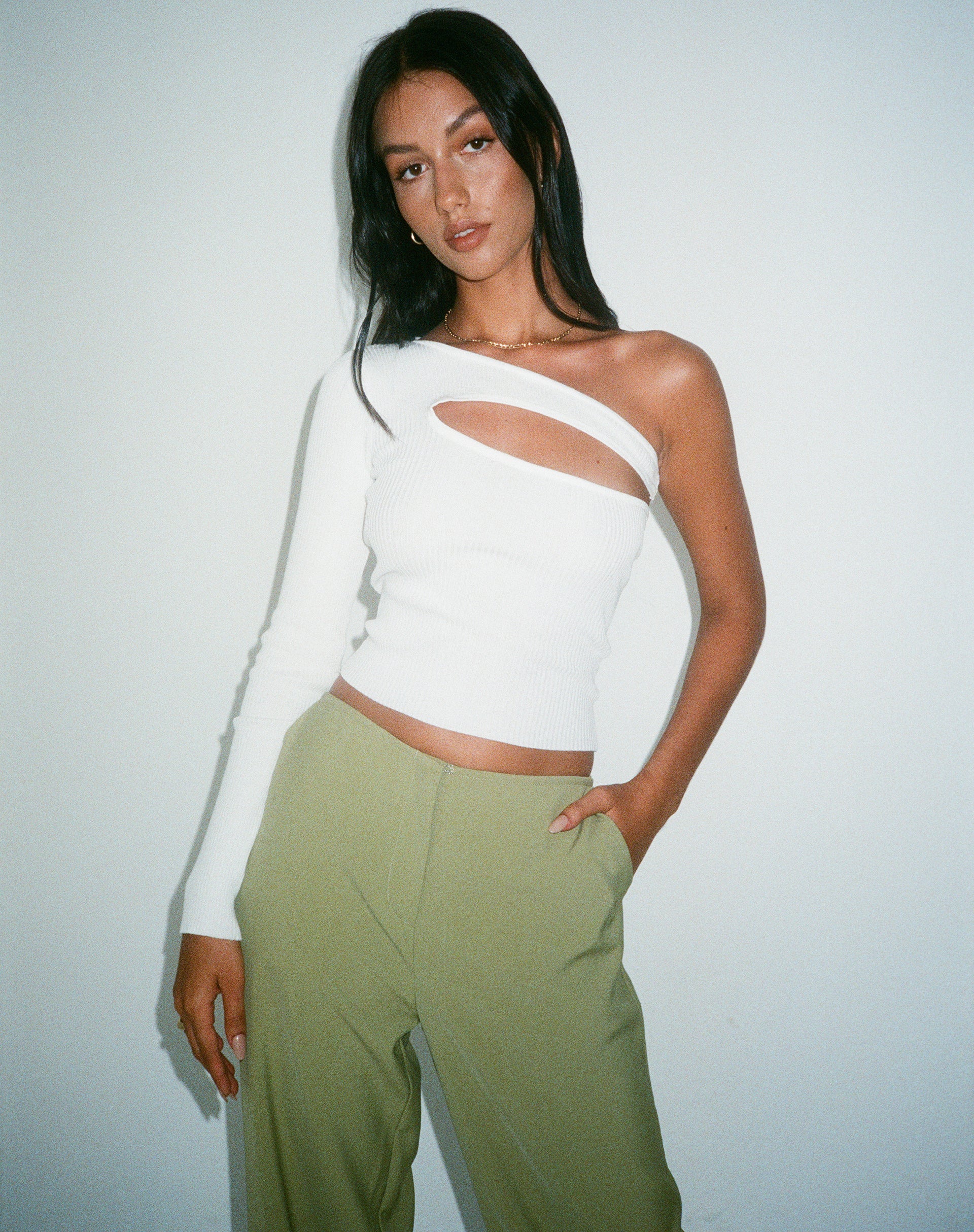 MOTEL X OLIVIA NEILL Haimi Top in Rib Star White - Awmao