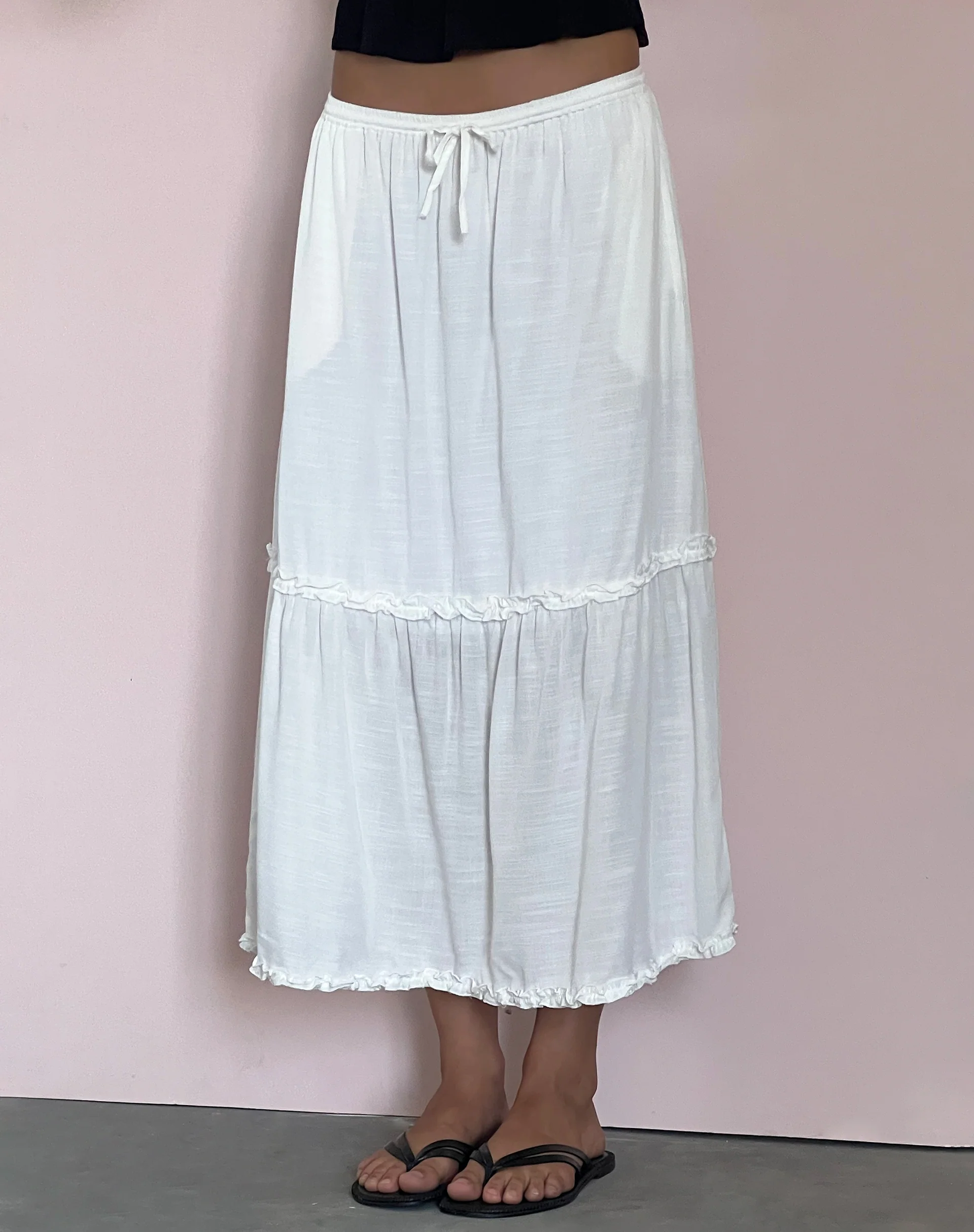 Iyana Midi Skirt in Off White - Awmao