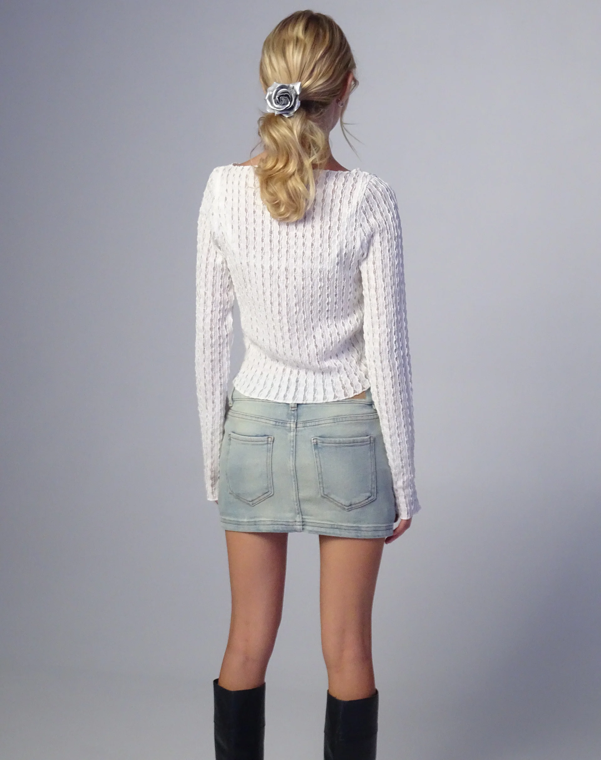 Angela Long Sleeve Top in Crinkle White - Awmao