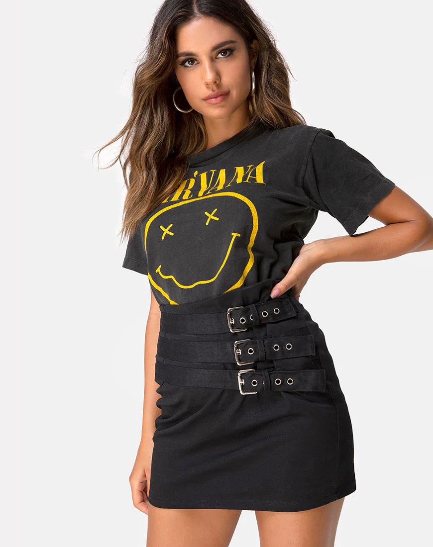 Tribel Mini Skirt in Black - Awmao