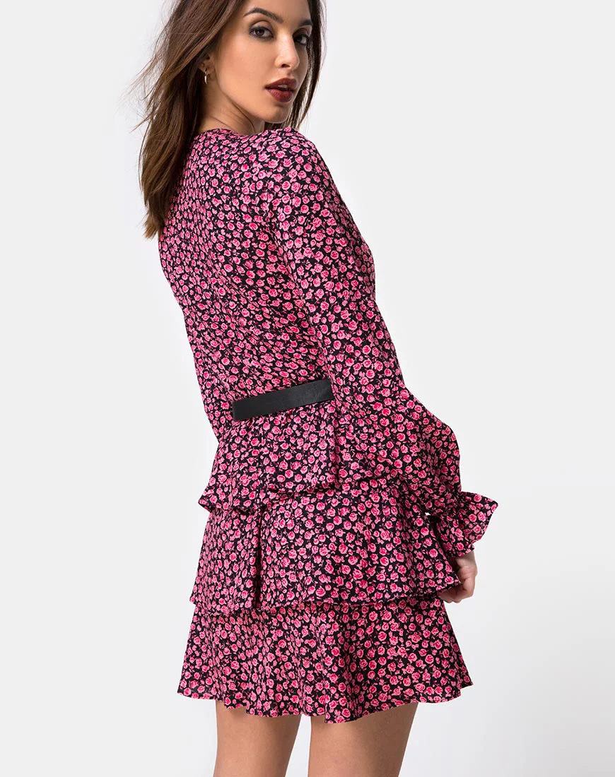 Kepsibelle Dress in Ditsy Rose Pink - Awmao