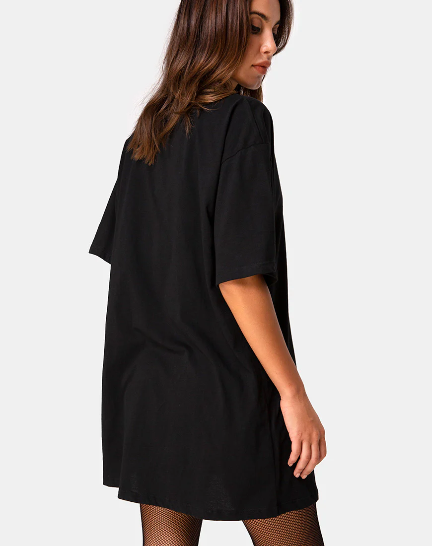 Sunny Kiss Oversize Tee in Black with Pink Tribal - Awmao