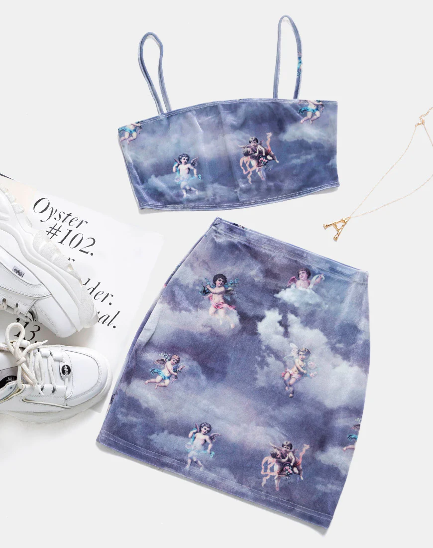 Kozina Crop Top in Angel Velvet Grey - Awmao